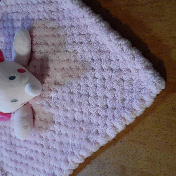 Okie Dokie Elephant Baby Blanket Pink Polka Dots Textured Plush Security Lovey - Picture 3 of 10